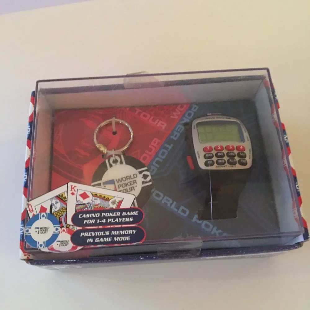 World Poker Tour Travel Game Wrist Watch Texas Hold'em Official With keychain